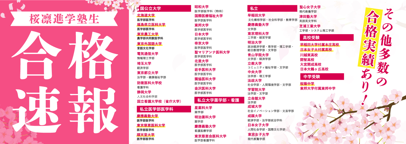 2021年度大学入試 合格速報